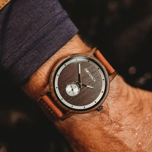 Botanica Watches | Olive | Sandal Wood Face with Real Soft Leather Brown Strap