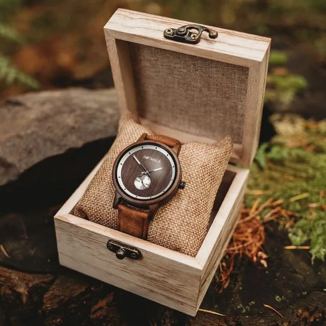 Botanica Watches | Olive | Sandal Wood Face with Vegan Tan Strap