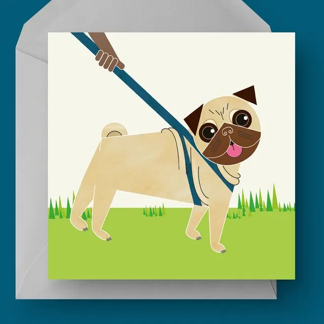 Pug Dog Greetings Card