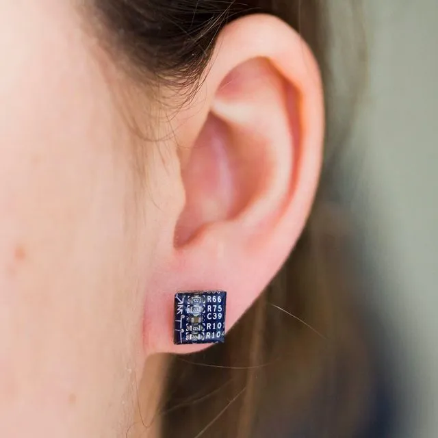 Circuit Board Stud earrings, 6mm square