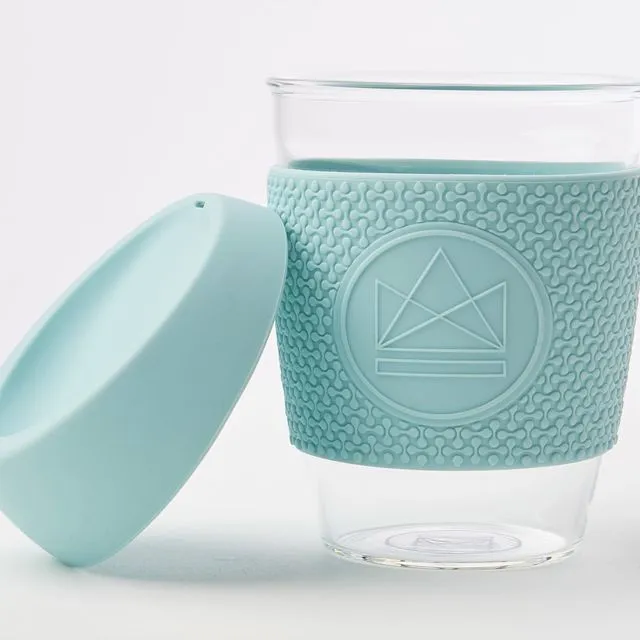 Neon Kactus Reusable Glass Coffee Cup - Sea Breeze 12oz