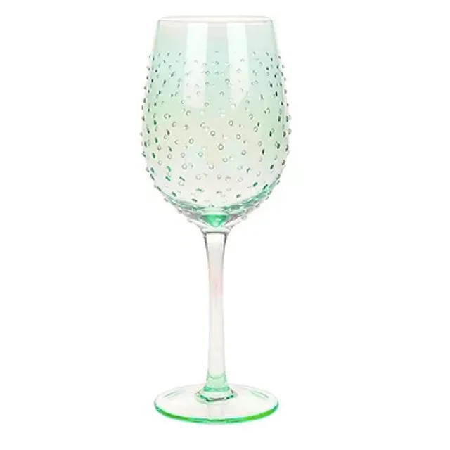 SBS054-SUNNY BY SUE WINE GLASS GREEN LUSTER