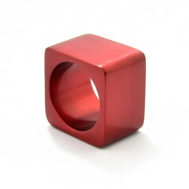 “Tectonics” Robust Aluminium Ring – Alpha, Wine Red