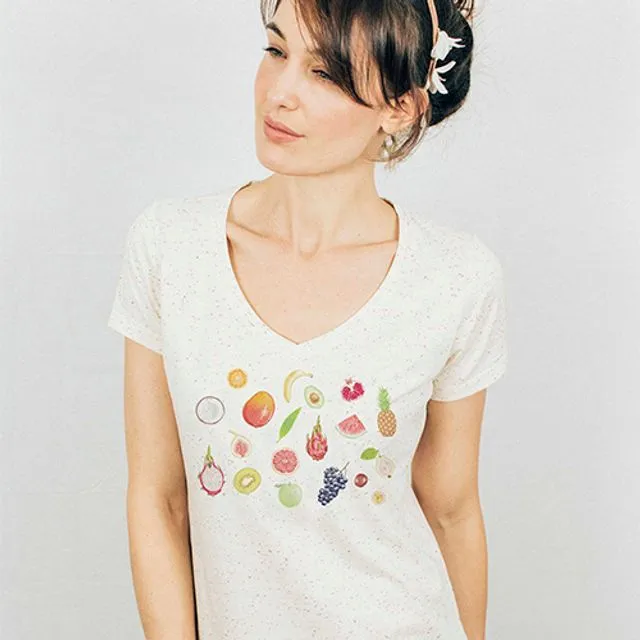 Fruits V-neck Speckled T-shirt