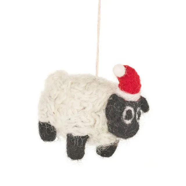 Handmade Felt Biodegradable Christmas Black Sheep Tree Hanging Decoration