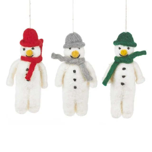 Handmade Felt Mr. Snowman Hanging Christmas Decorations
