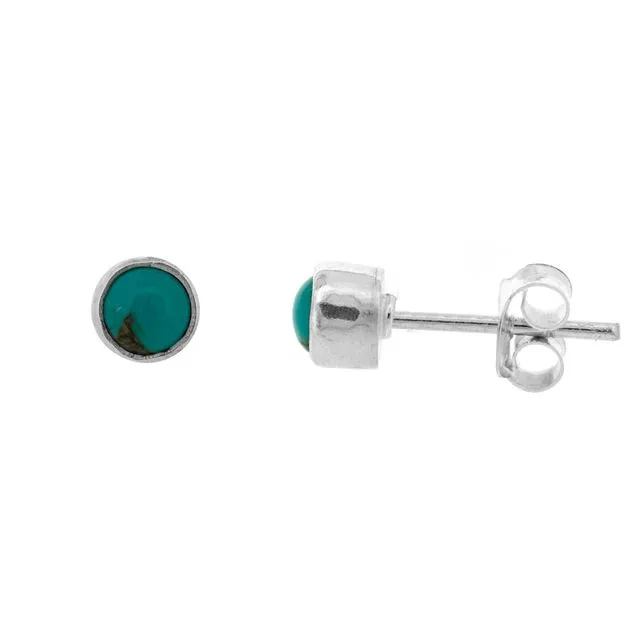 4mm Round Studs in Turquoise Cabochon Stone