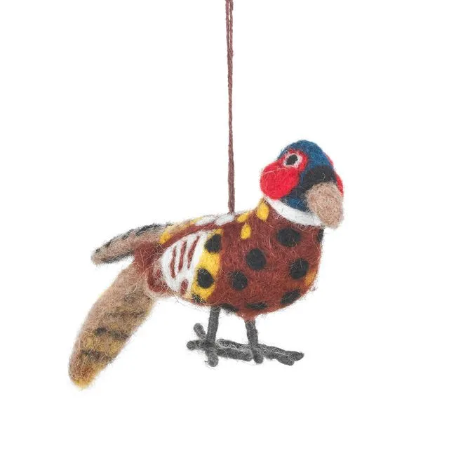 Handmade Felt Pheasant Hanging Country Decoration