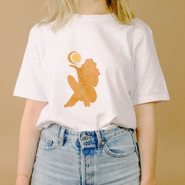 “Sun Moon Woman” Cropped Cotton T-shirt
