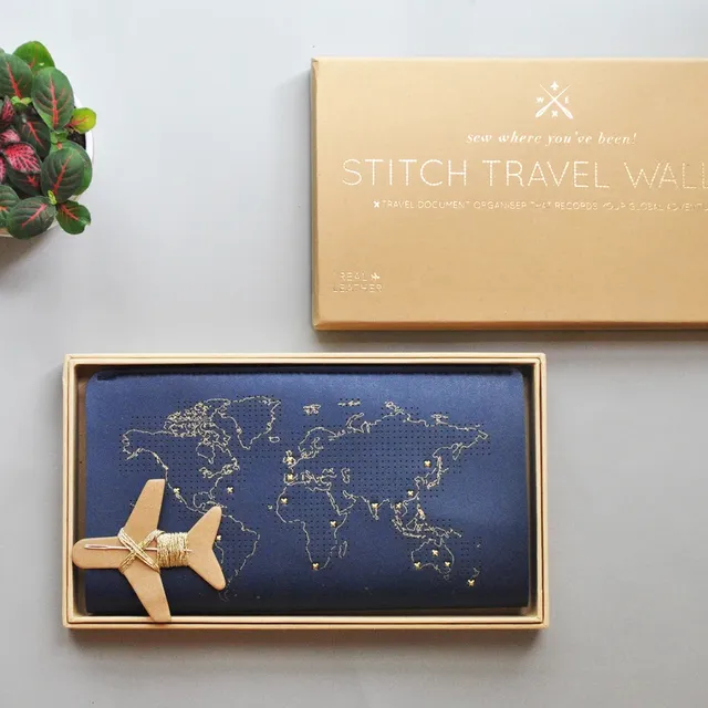 Stitch Travel Wallet Navy pack of 3