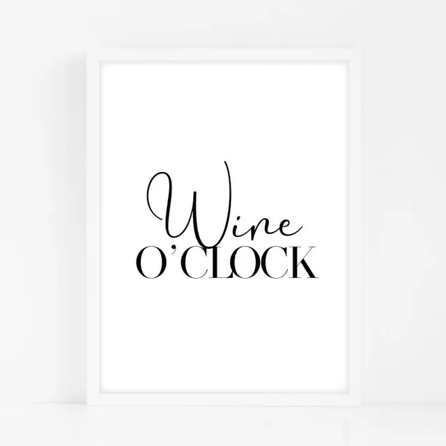 Wine O'clock - Black Home Decor Print
