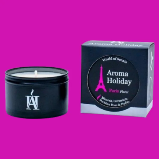 Luxury Paris Floral Travel Candle Tin by Aroma Holiday
