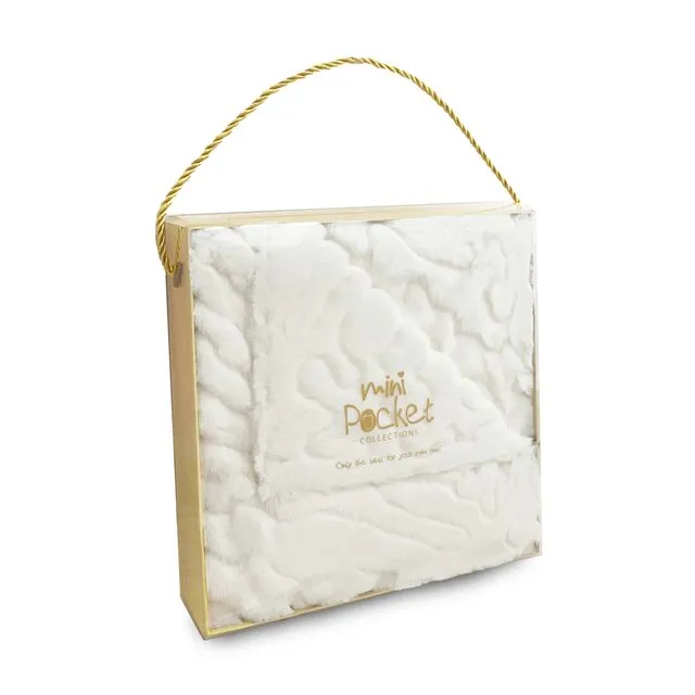 FAUX FUR CLASSIC BABY BLANKET IN GIFT BOX ROYAL IVORY (MPB4)