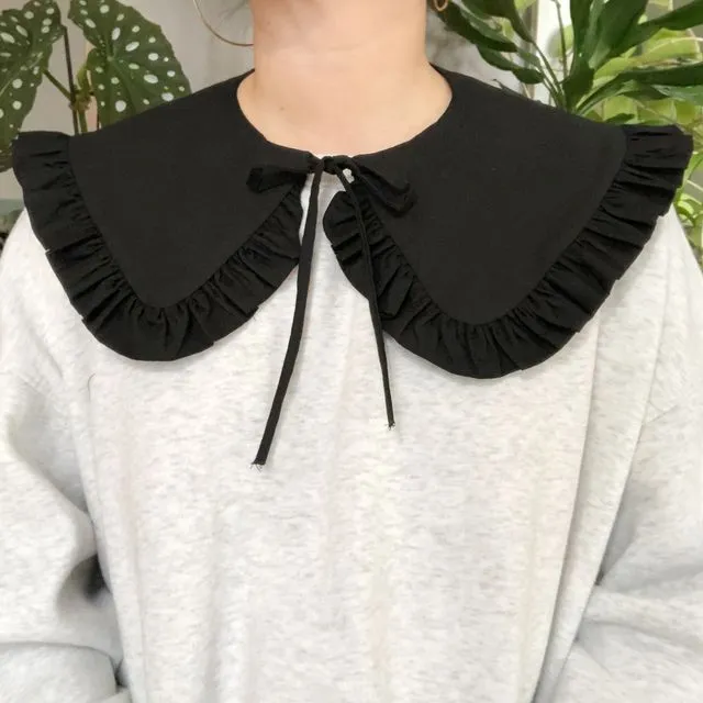 Black Cotton Oversized Collar
