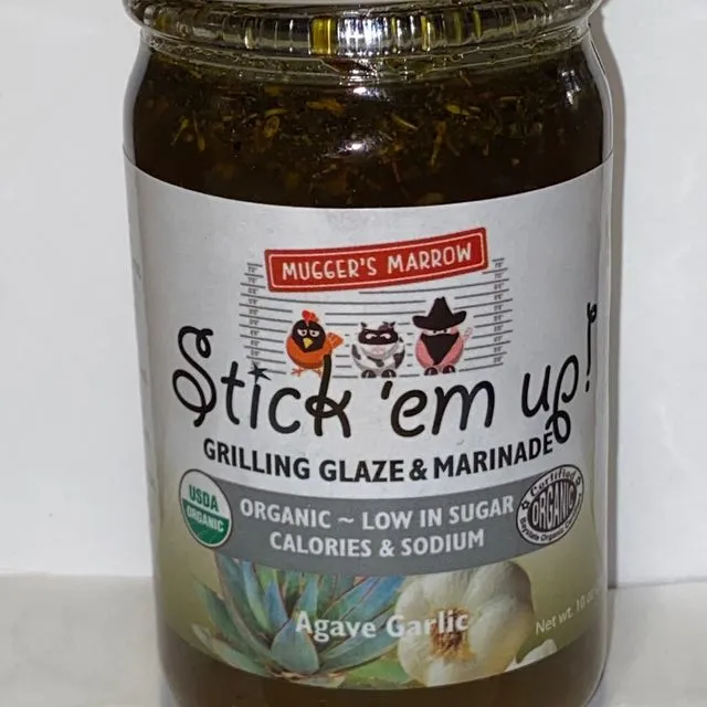 "Stick 'em up!" Grilling Glaze &amp; Marinade - Agave Garlic 10oz glass jar