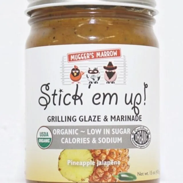 "Stick 'em up!" Grilling Glaze &amp; Marinade - Pineapple Jalapeno 10 oz glass jar