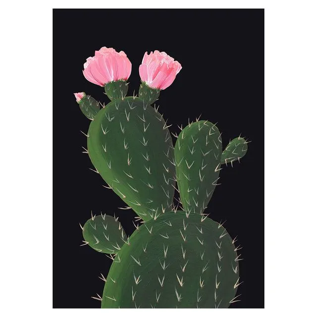 CACTUS ON BLACK Greeting Cards, pack of 6