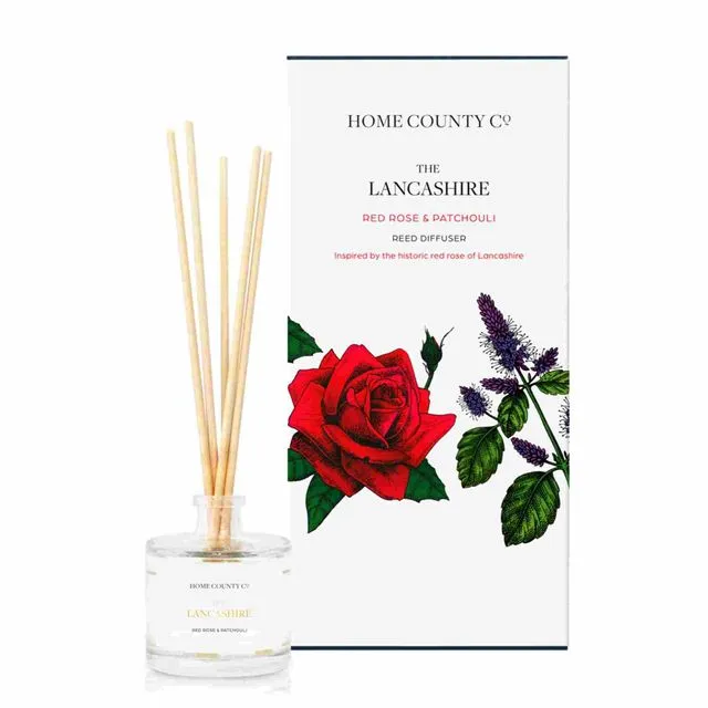 The Lancashire - Red Rose & Patchouli 100ml Reed Diffuser