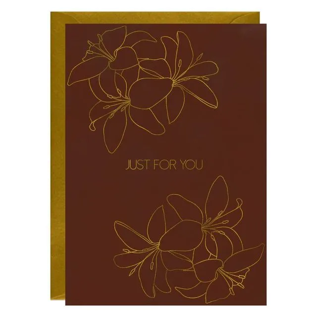 Lily Just for You Gold Foiled Greeting Card