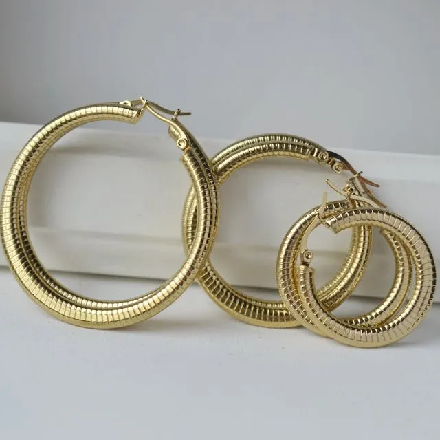 18k Gold plated thick hoop earrings