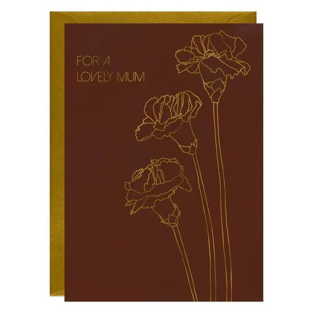 Carnation Lovely Mum Gold Foiled Greeting Card