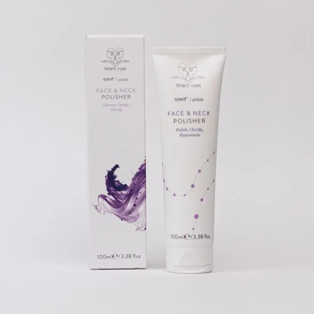 100ml Face &amp; Neck Polisher, with nut shavings to gently clean, polish and exfoliate the skin.- - Cleanse, Purify, Clarify