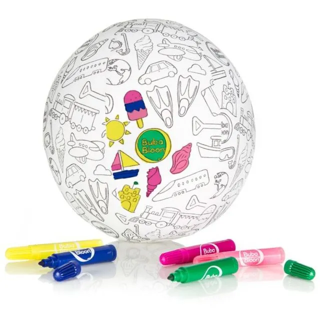 BubaBloon Balloon Cover Toy - Colour in Travel Design with Washable Markers