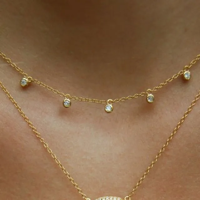 Scattered Stars 5 Diamond Dangle Necklace