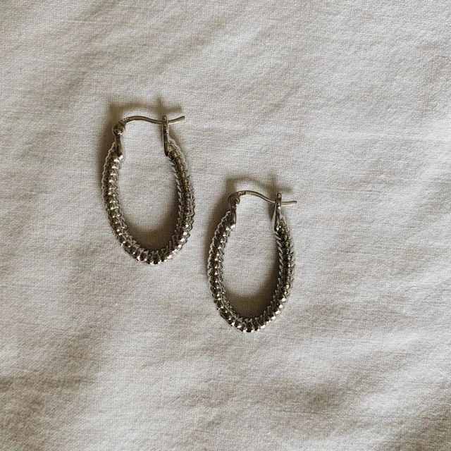 Amélie Snakeskin Hoop Earrings - Silver