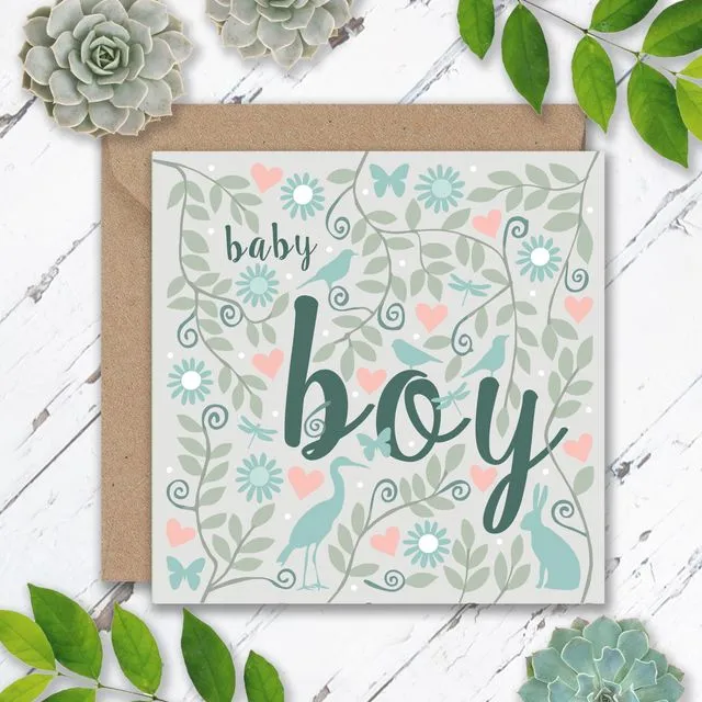 Baby Boy Animals and Leaves cards x6, Eli the Goat
