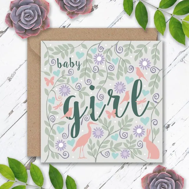 Baby Girl Animals and Leaves cards x6, Eli the Goat