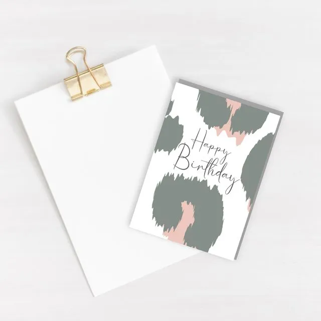 Happy Birthday Leopard Green Card - pack of 6