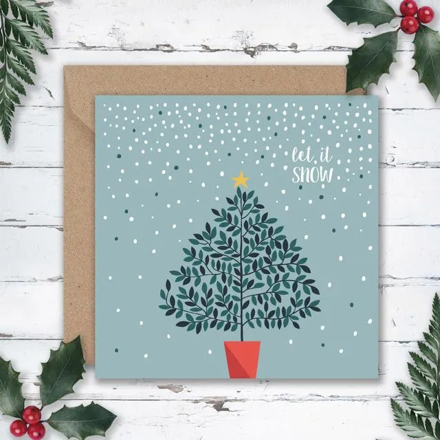 Christmas Tree and Snow cards, x6