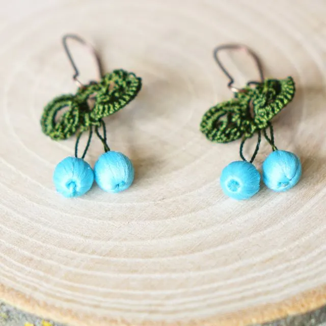 Needle Lace Earring - Blue Color
