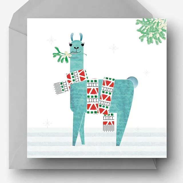 Mistletoe Llama Christmas Charity Card