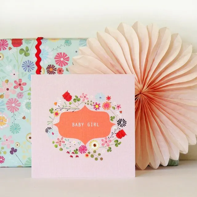 FL17 Floral Baby Girl Card
