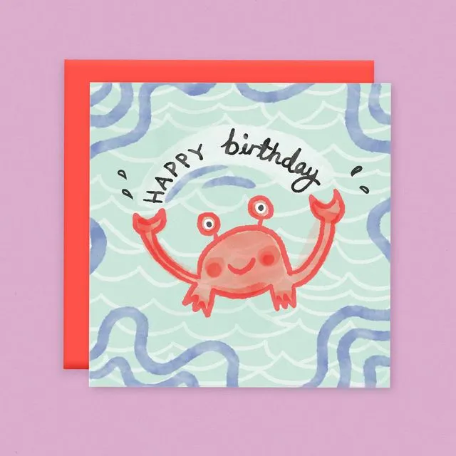Alice Loveday x6 Cards Birthday Crab