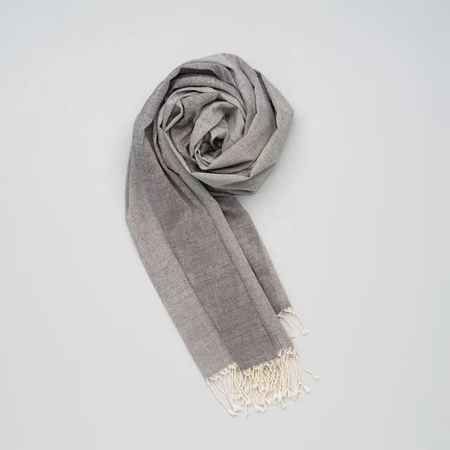Soft handwoven cotton scarf 3 shades of grey