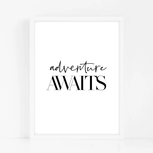 Adventure Awaits - Black Home Decor Print
