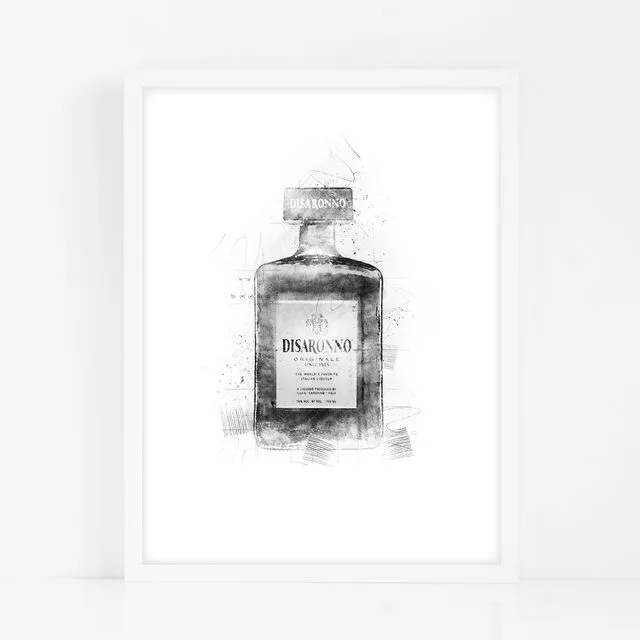Disaronno Amaretto Bottle - Black Home Decor Print