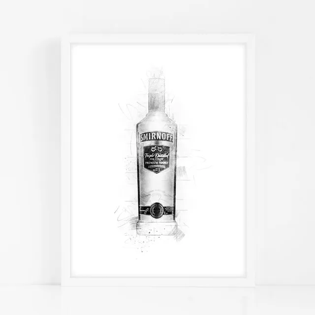 Smirnoff Vodka Bottle - Black Home Decor Print