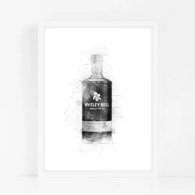 Whitney Neill Rhubard Gin Bottle - Black Home Decor Print