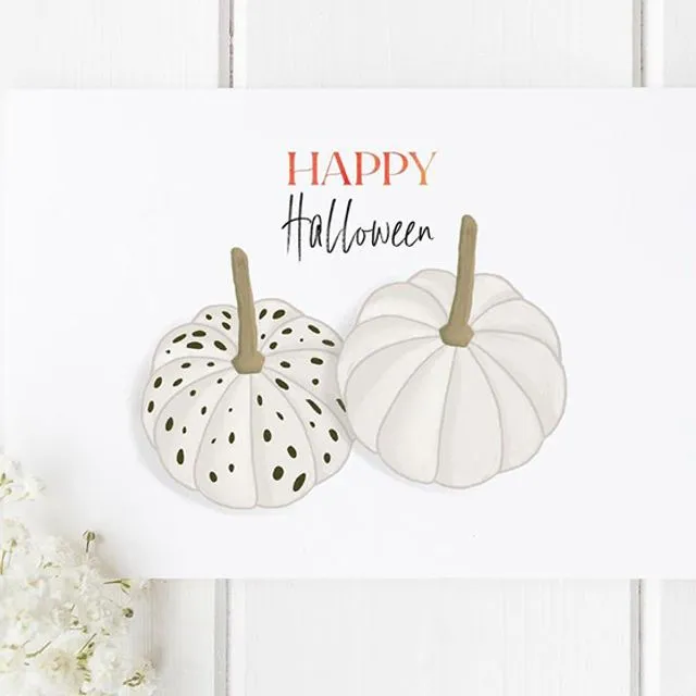 White Pumpkins Halloween Card