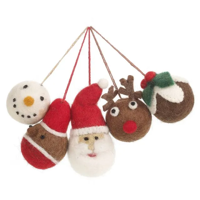 Handmade Felt Christmas Character Baubles Hanging Tree Decorations
