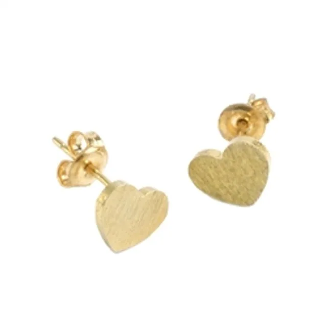 Small Heart Earrings in 20K Matt Gold Plate