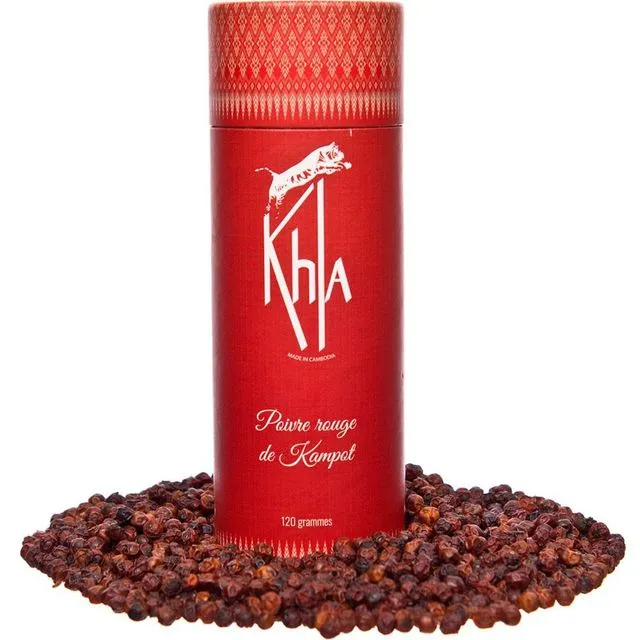 KHLA - PGI Premium Red Kampot Pepper - 120g - Peppercorns - Organically Grown