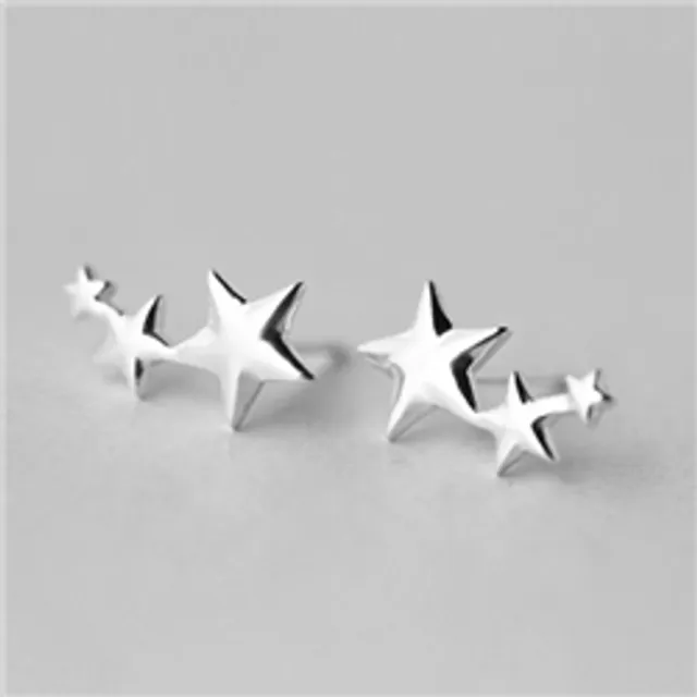 Shooting Star Trio Cluster Earrings in Solid Sterling Silver