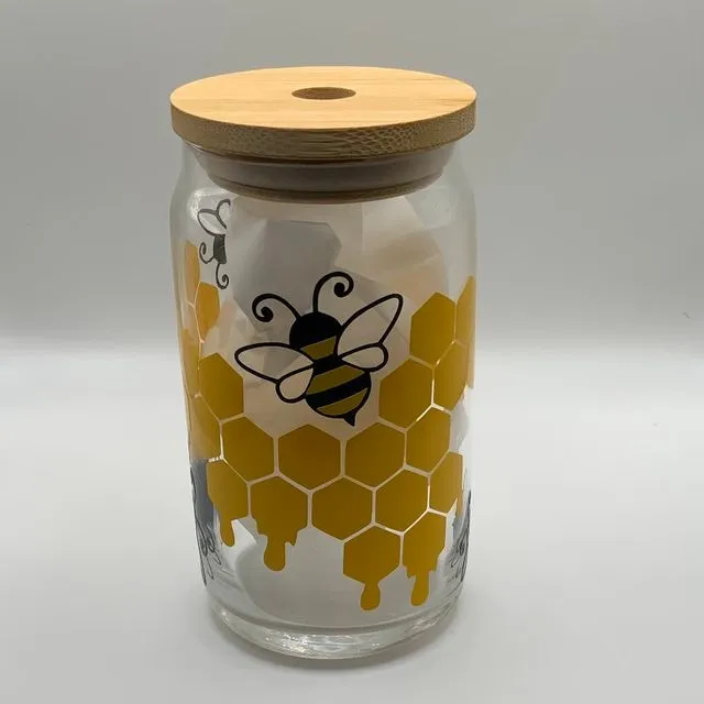 "Bee" Iced Coffee Glass Mug
