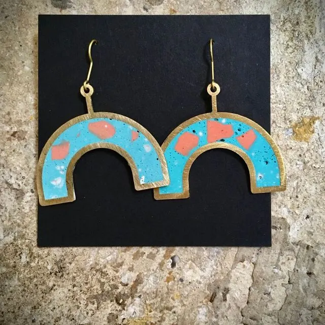 RAINBOW EARRINGS, TURQUOISE AND ORANGES