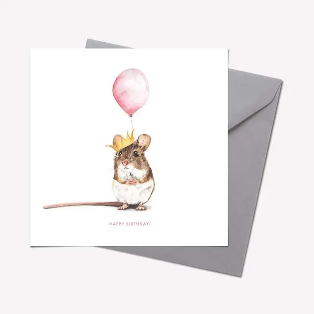 Furry Friends Collection: MOUSE 'HAPPY BIRTHDAY' CARD - pack of 6